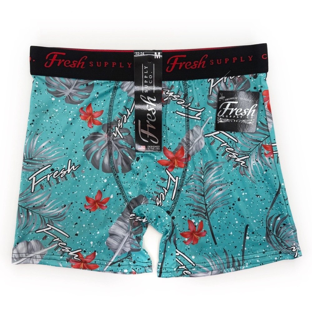 Fresh Supply Co. Boxer Briefs Mens Medium Underwear Fresh Vibes Flowers Palms